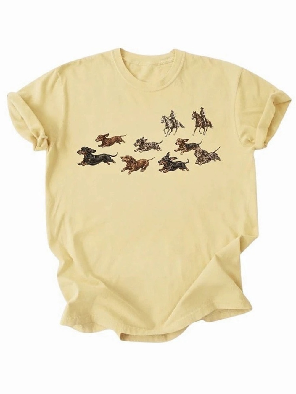 Dachshund Dogs Running Cowboy Western Graphic Art Gildan T-Shirt